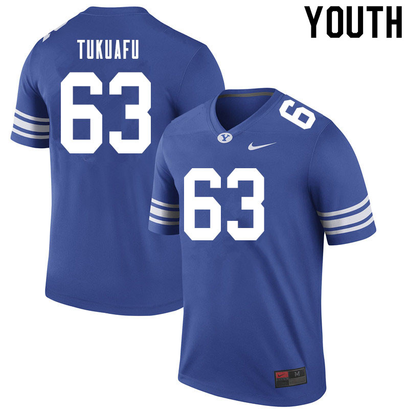 Youth #63 Joe Tukuafu BYU Cougars College Football Jerseys Sale-Royal